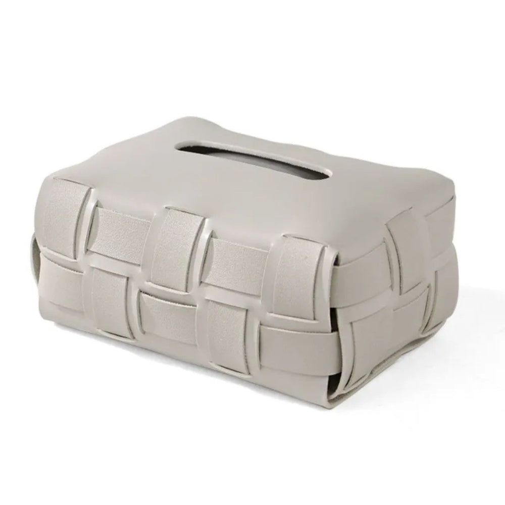 WeaveLux Vegan Leather Tissue Holder – Calm Elegance with a Touch of Texture