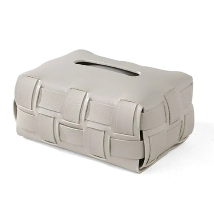 WeaveLux Vegan Leather Tissue Holder – Calm Elegance with a Touch of Texture