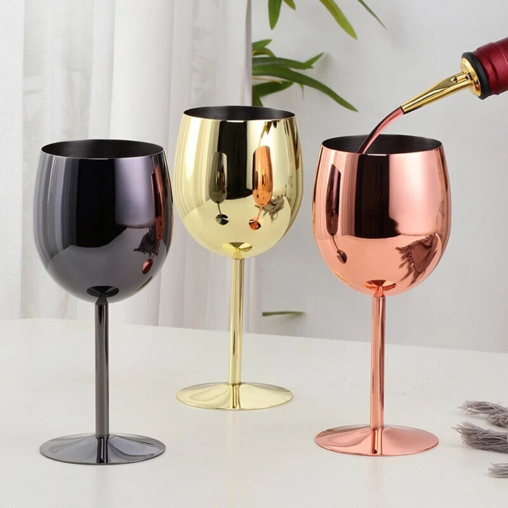 GlowPour Stainless Wine Goblet – Modern Steel Wine glass