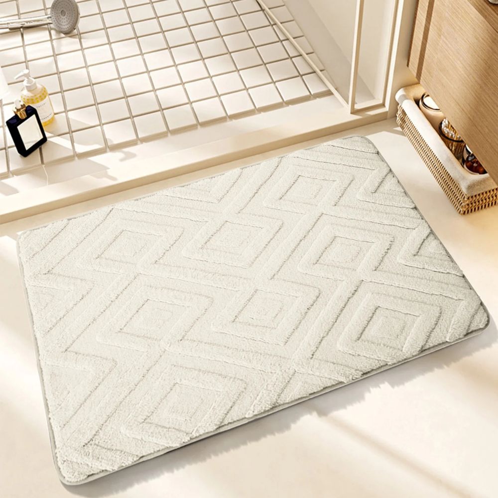 QuietaMat Bath Mat – Subtle Geometry, Soft Comfort