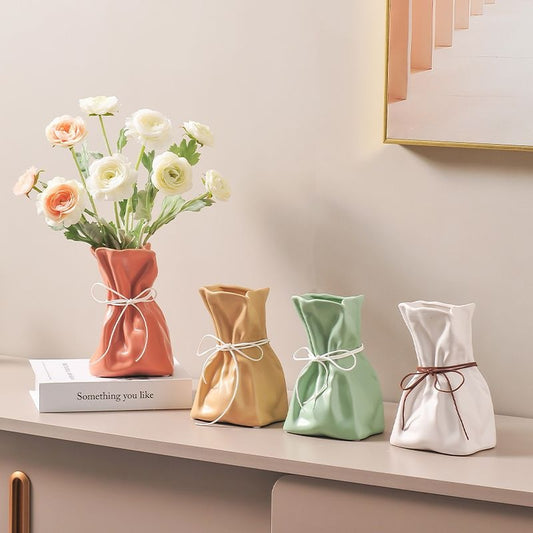 Ceramic Bag Vase – Sculptural Stoneware Inspired by a Paper Bag