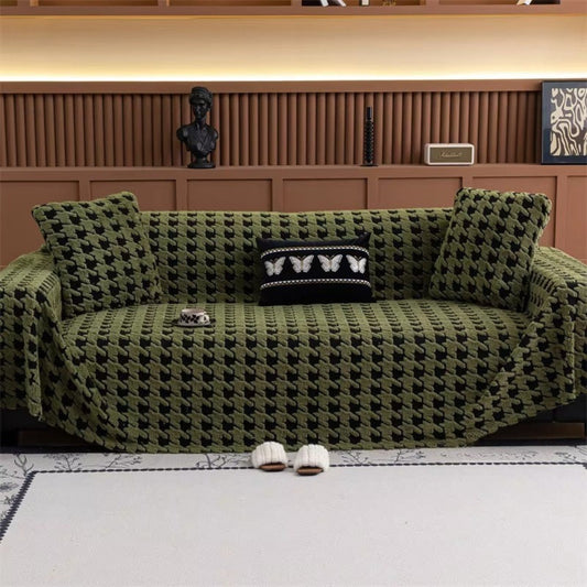 Cavallo Houndstooth Plush Sofa Cover