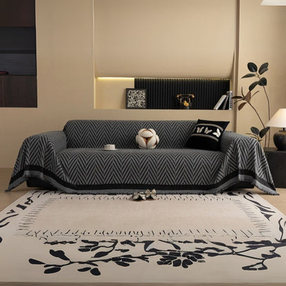 Hishika Chevron Tassel Sofa Cover