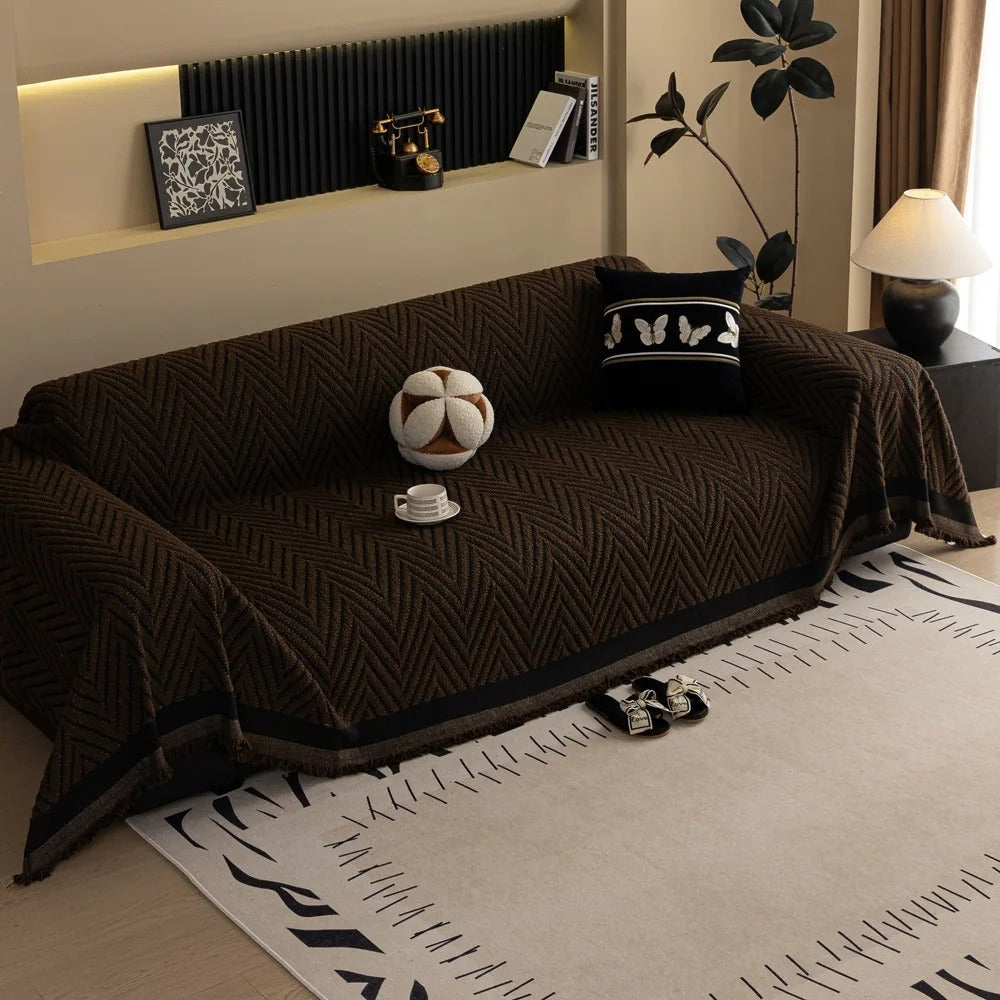 Hishika Chevron Tassel Sofa Cover