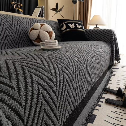 Hishika Chevron Tassel Sofa Cover