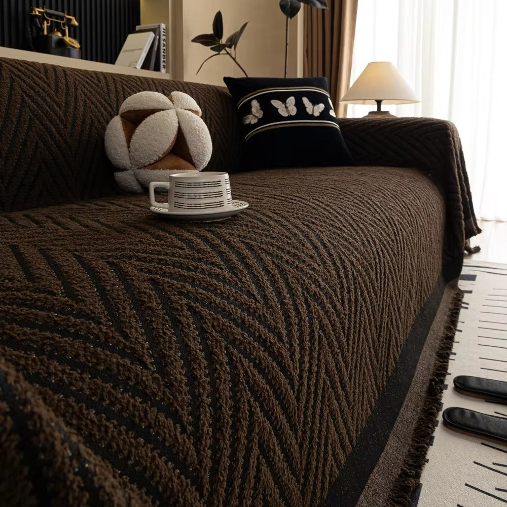Hishika Chevron Tassel Sofa Cover