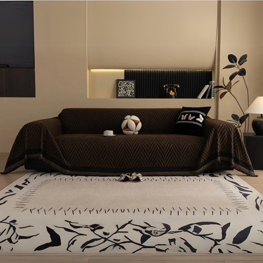 Hishika Chevron Tassel Sofa Cover
