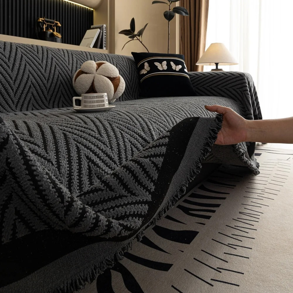 Hishika Chevron Tassel Sofa Cover