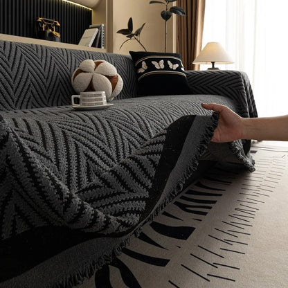 Hishika Chevron Tassel Sofa Cover