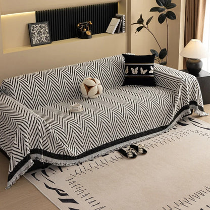 Hishika Chevron Tassel Sofa Cover