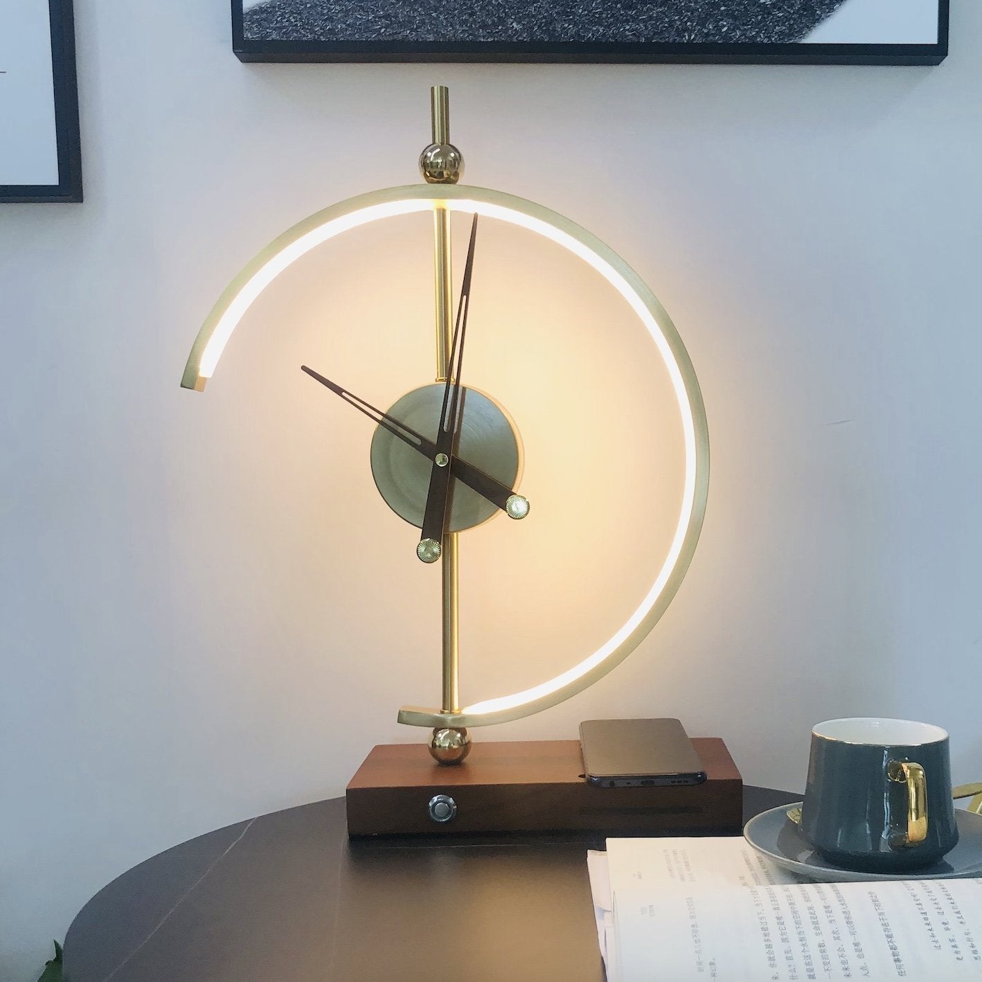 NokoriLight Desk Companion – Luxury Lamp, Clock & Wireless Charger