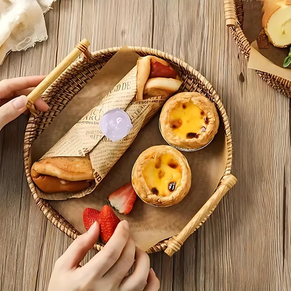HarvestWeave Handcrafted Rattan Serving Tray