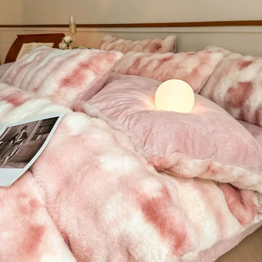 MiraFur Velvet Winter Duvet Cover – 4-Piece Ultra-Soft Faux Rabbit Set