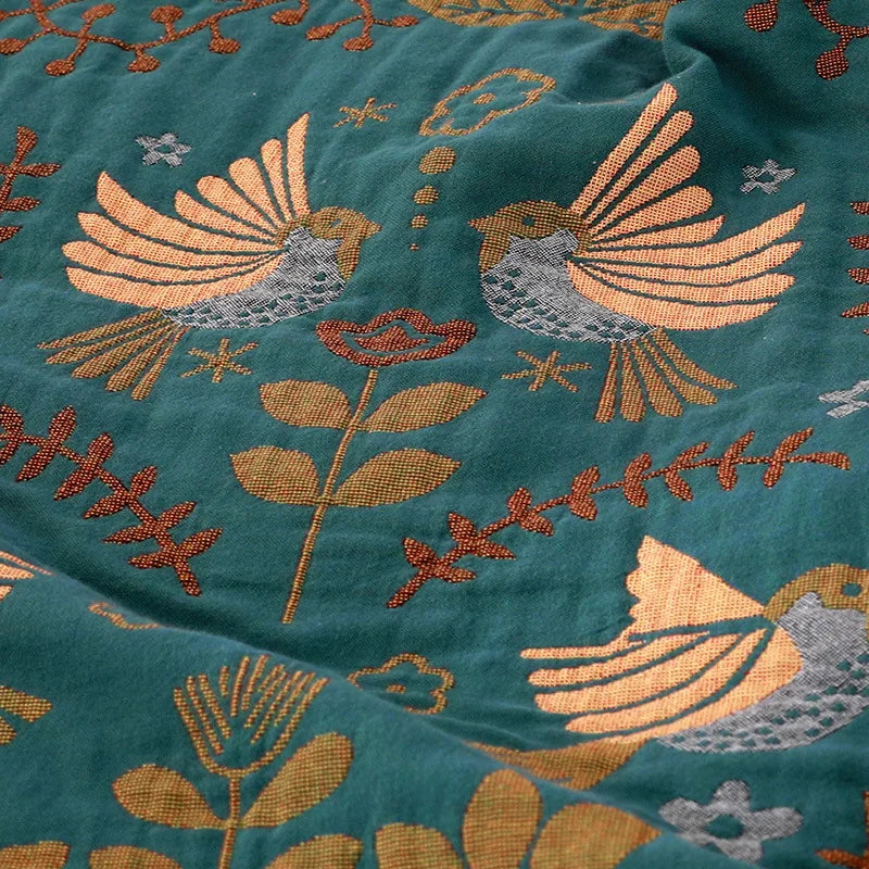 NordNest Reversible Throw – Scandinavian Bird Blanket for Bed & Sofa