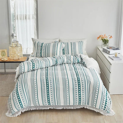 Satori Stripe Duvet Set – Soft Lines with Tassel Detail