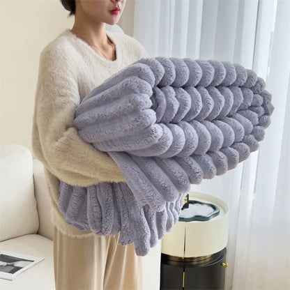 StriaFur Throw Blanket – Textured Faux Fur Blanket for Bold Comfort & Layered Luxury