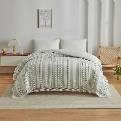 Satori Stripe Duvet Set – Soft Lines with Tassel Detail