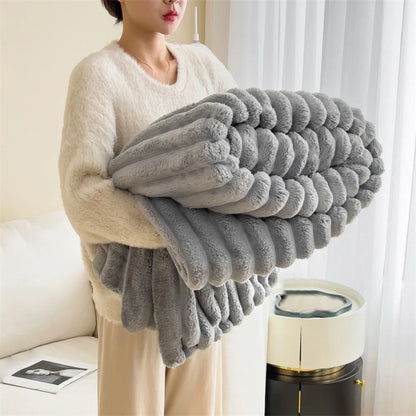 StriaFur Throw Blanket – Textured Faux Fur Blanket for Bold Comfort & Layered Luxury