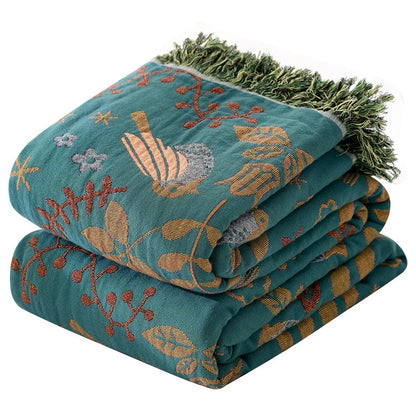 NordNest Reversible Throw – Scandinavian Bird Blanket for Bed & Sofa