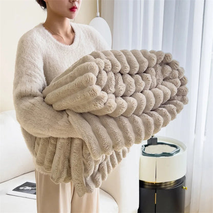 StriaFur Throw Blanket – Textured Faux Fur Blanket for Bold Comfort & Layered Luxury
