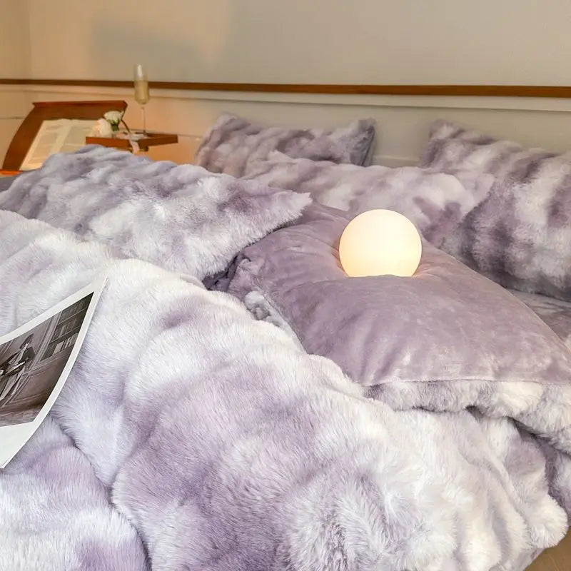 MiraFur Velvet Winter Duvet Cover – 4-Piece Ultra-Soft Faux Rabbit Set