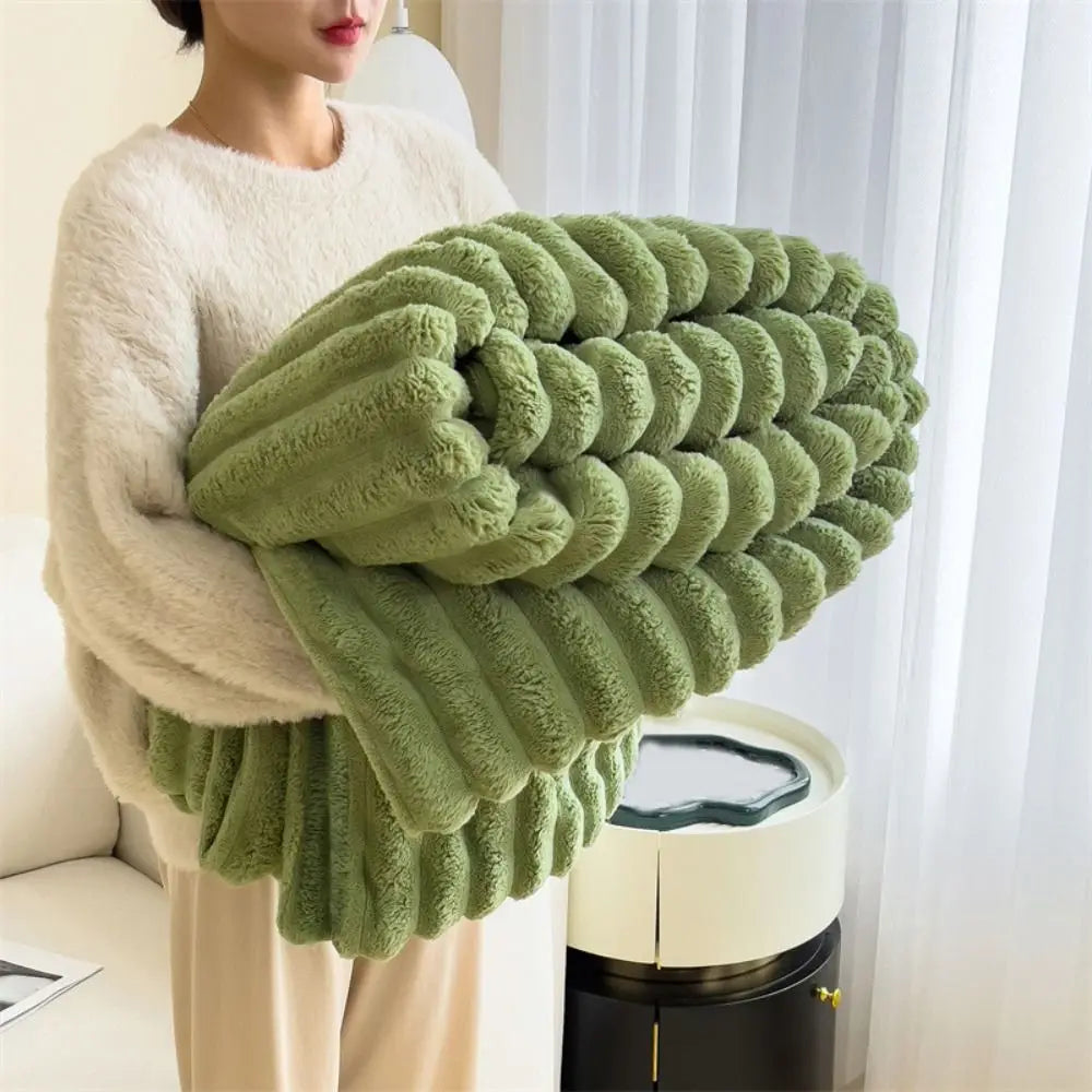 StriaFur Throw Blanket – Textured Faux Fur Blanket for Bold Comfort & Layered Luxury