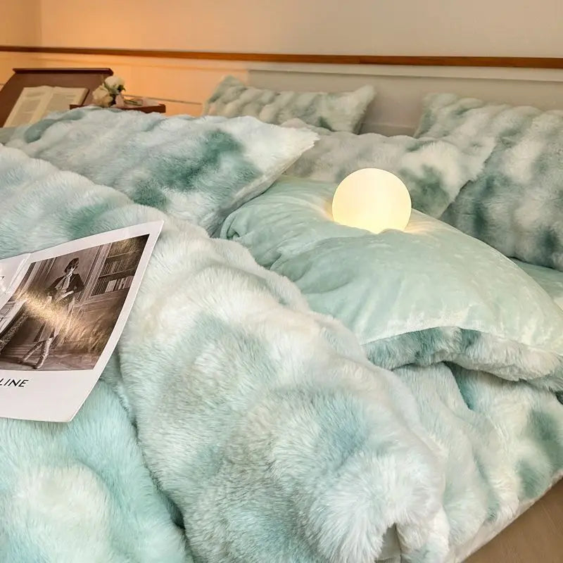 MiraFur Velvet Winter Duvet Cover – 4-Piece Ultra-Soft Faux Rabbit Set