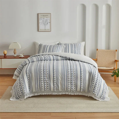 Satori Stripe Duvet Set – Soft Lines with Tassel Detail
