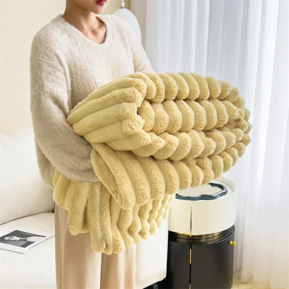 StriaFur Throw Blanket – Textured Faux Fur Blanket for Bold Comfort & Layered Luxury