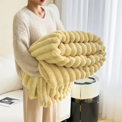 StriaFur Throw Blanket – Textured Faux Fur Blanket for Bold Comfort & Layered Luxury
