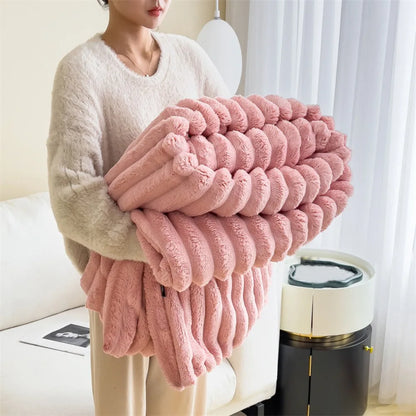 StriaFur Throw Blanket – Textured Faux Fur Blanket for Bold Comfort & Layered Luxury