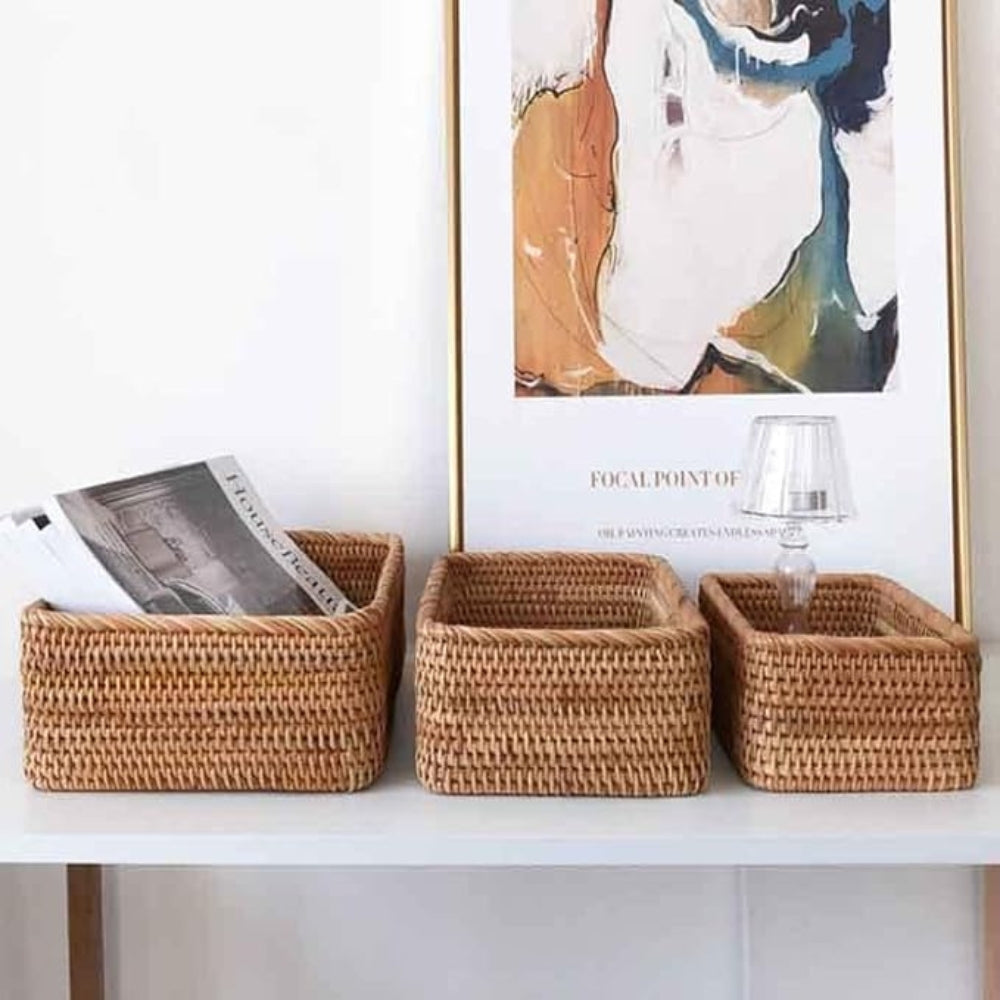 WillowFrame Hand-Woven Rattan Storage Basket