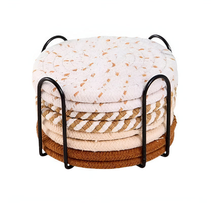 Asa Woven Rattan Coaster 8Pcs Set