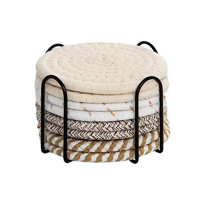 Asa Woven Rattan Coaster 8Pcs Set