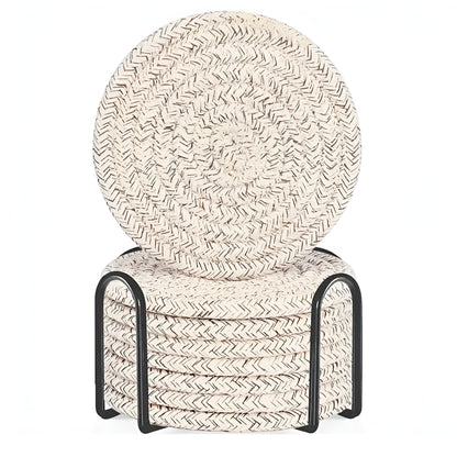 Asa Woven Rattan Coaster 8Pcs Set
