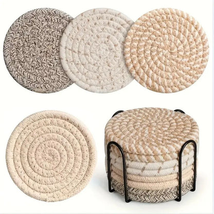 Asa Woven Rattan Coaster 8Pcs Set