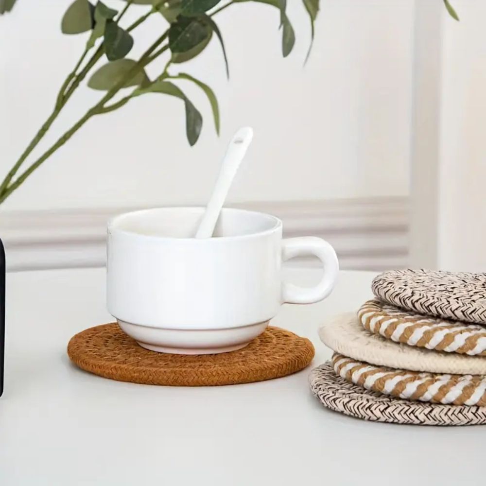 Asa Woven Rattan Coaster 8Pcs Set