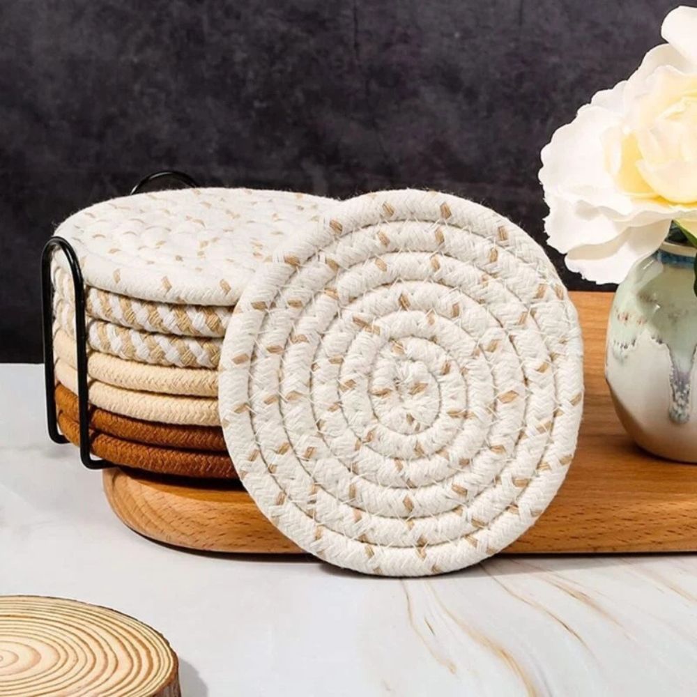 Asa Woven Rattan Coaster 8Pcs Set