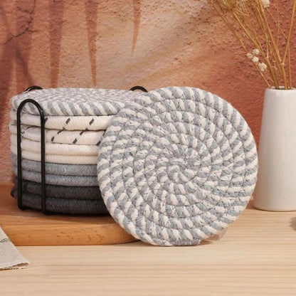 Asa Woven Rattan Coaster 8Pcs Set