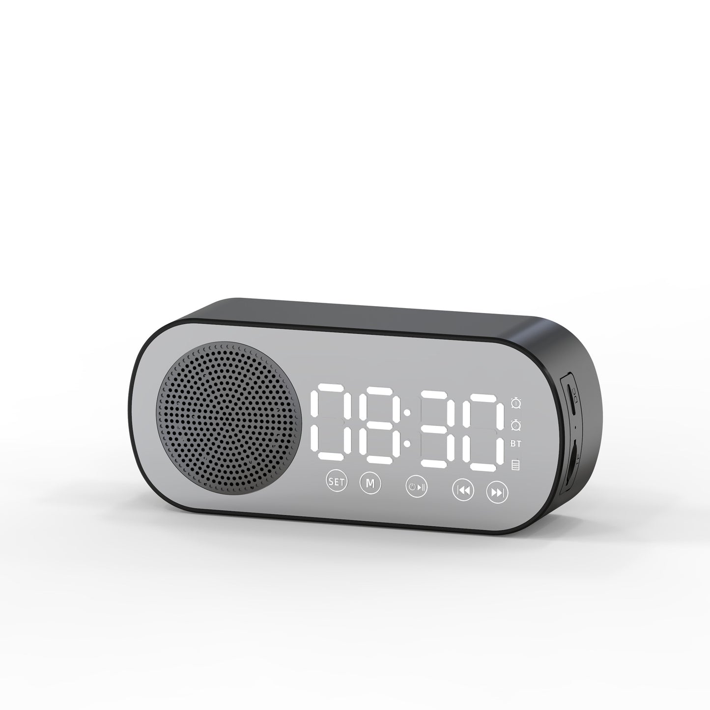 LumoTime Mirror Clock – LED Alarm with Bluetooth, FM Radio & USB Charging