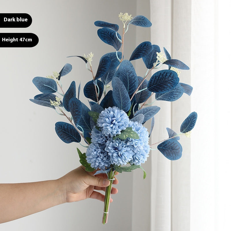 FloraStill Bouquet – Faux Eucalyptus & Chrysanthemum Stems in Soft, Neutral Tones