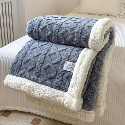 SnugSherpa Dual-Layer Blanket – Thick Fleece & Sherpa Throw for Deep Winter Comfort