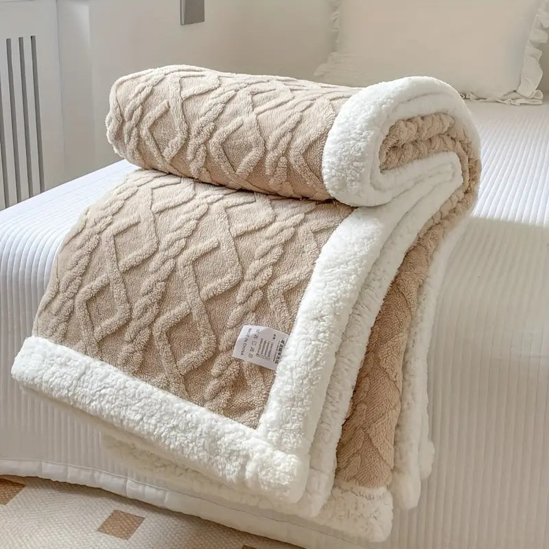 SnugSherpa Dual-Layer Blanket – Thick Fleece & Sherpa Throw for Deep Winter Comfort