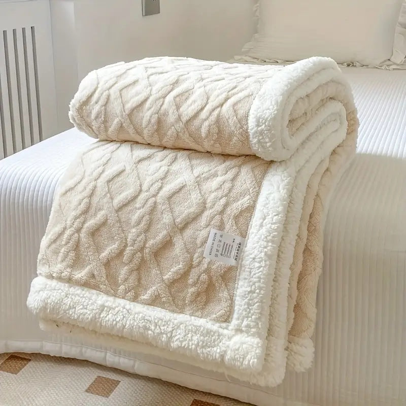 SnugSherpa Dual-Layer Blanket – Thick Fleece & Sherpa Throw for Deep Winter Comfort
