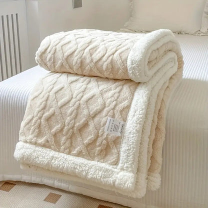 SnugSherpa Dual-Layer Blanket – Thick Fleece & Sherpa Throw for Deep Winter Comfort