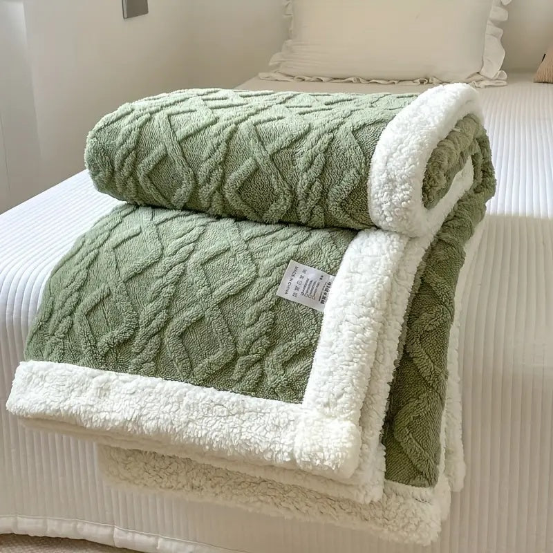 SnugSherpa Dual-Layer Blanket – Thick Fleece & Sherpa Throw for Deep Winter Comfort