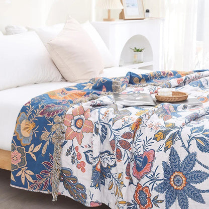 BrushBloom Boho Throw – Lightweight Artistic Floral Blanket for Layered Living