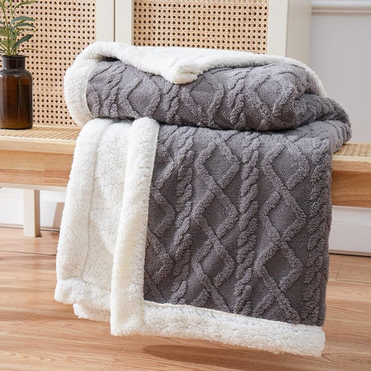 SnugSherpa Dual-Layer Blanket – Thick Fleece & Sherpa Throw for Deep Winter Comfort
