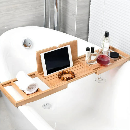 ZenSpan Bamboo Bath Caddy – Calm Expandable Tray for Serene Bath Rituals