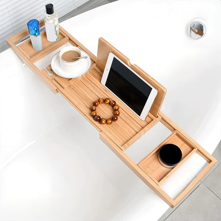 ZenSpan Bamboo Bath Caddy – Calm Expandable Tray for Serene Bath Rituals
